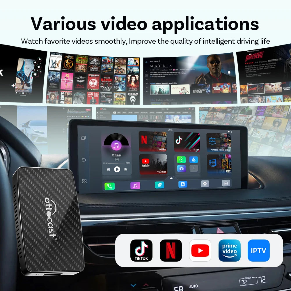Video Pro CarPlay Ai Box Wireless iPhone/Android Auto Adapter Built in