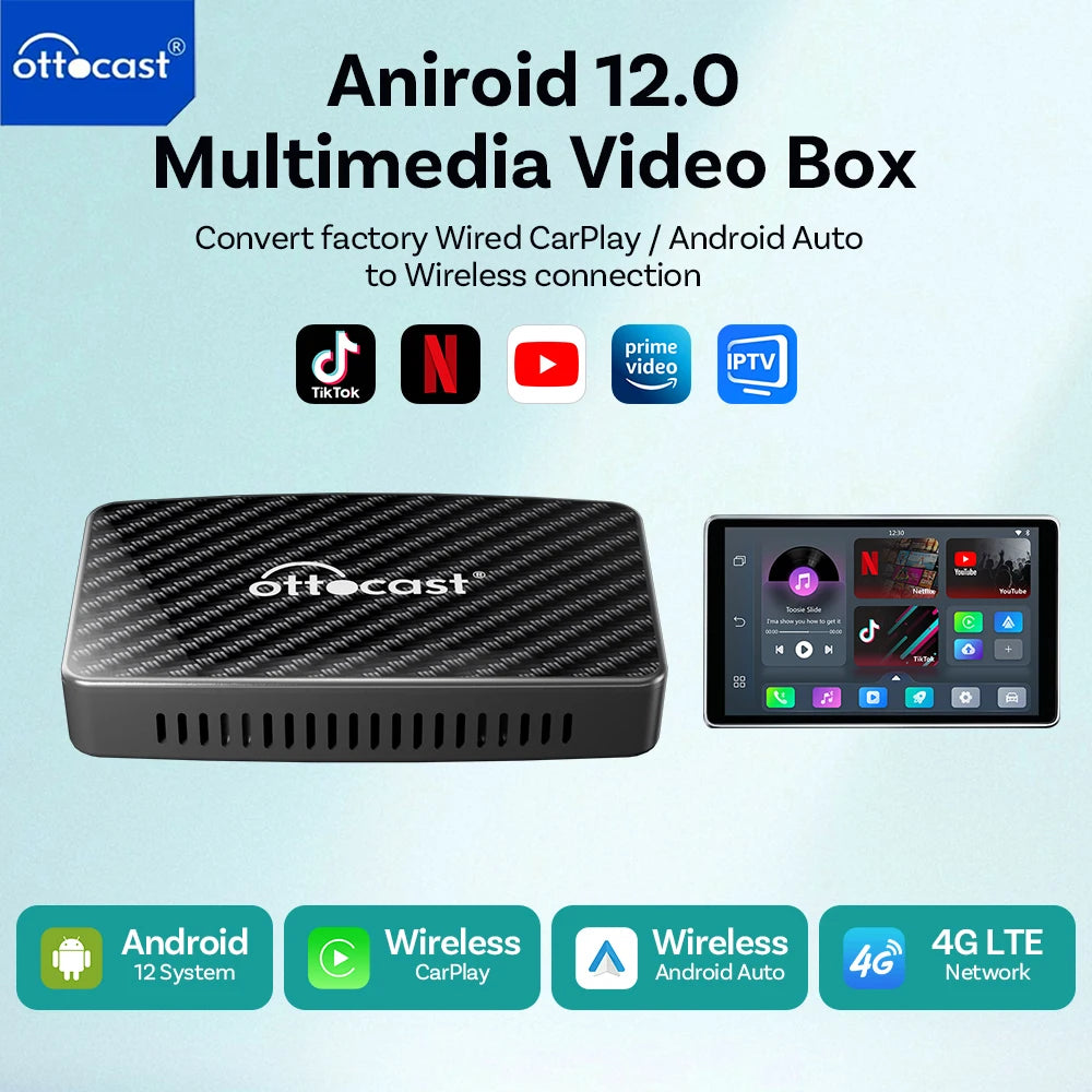Video Pro CarPlay Ai Box Wireless iPhone/Android Auto Adapter Built in